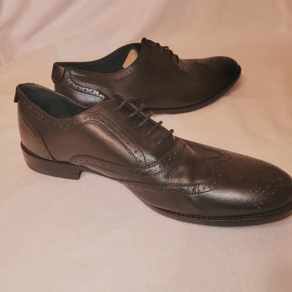 Oliver Sweeney Mens Harwood Black Wing Tip Leather Dress Shoes Size 12